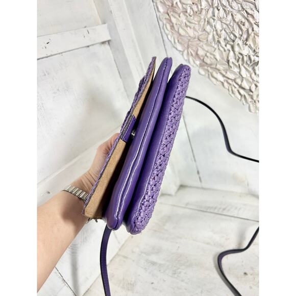 Patricia Nash Penley Raffia Straw Violet Flap Adjustable Crossbody Bag - Picture 6 of 13